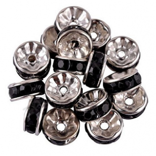 Kraal strass 8mm zwart