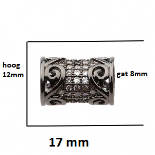 Kraal Tube Zirkonia 17x12mm